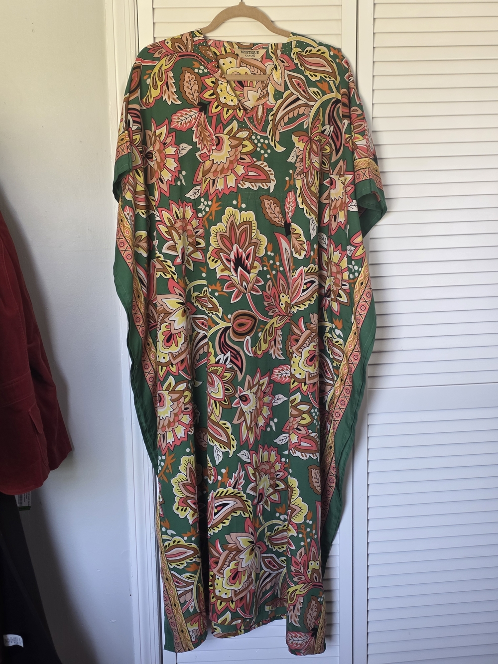 Mystique Vibrant Floral Geometric Kaftan Maxi Loungewear One Sz Resortwear Boho